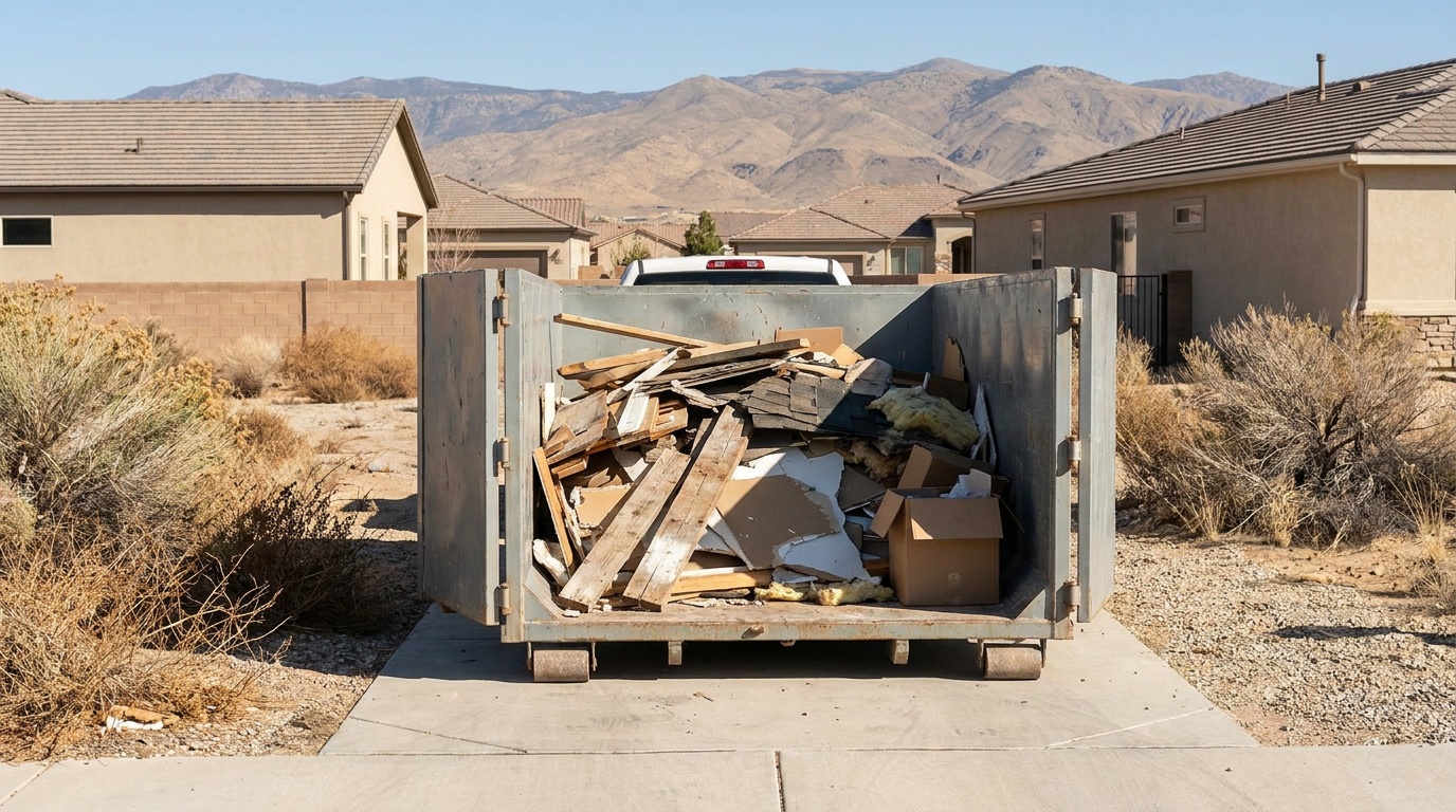20 yard dumpster being loaded in San Diego